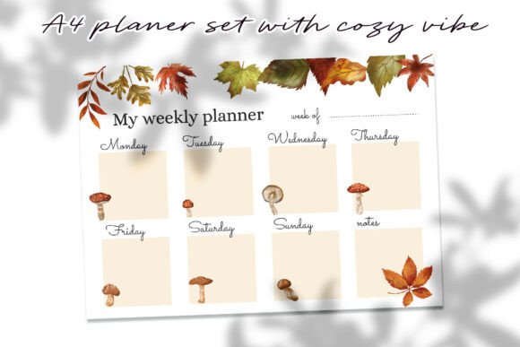 Bring Cottagecore Calm to Your Daily Routine with the A4 Cozy Leaves Planner Set