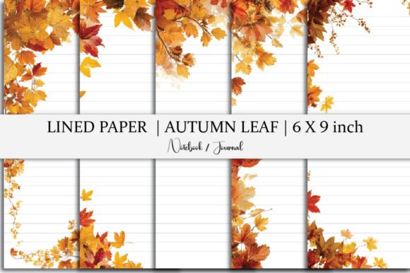 Notebook Lined Paper Autumn Leaf